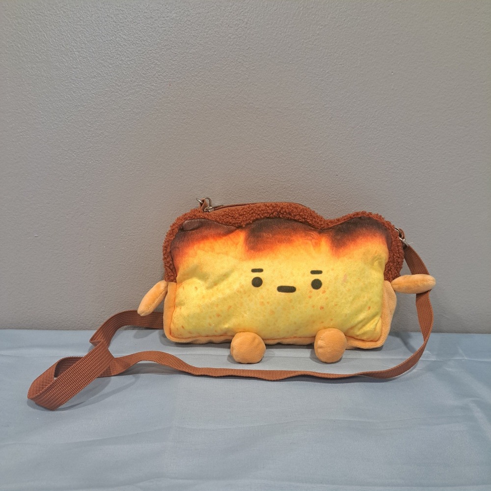 Plush‎ Burnt Toast Character Crossbody Bag Brown Yellow Bag Whimsy Kidcore